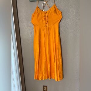 NWT Maeve Anthropologie Orange Midi Dress Tie Front Sundress Small Like New
